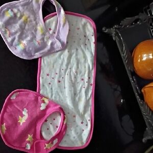 Colorful Baby Bib and Burp Cloth Set